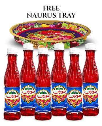 My Naurus Red Syrup 200ml pack of 6 bottles with free colorful Naurus serving tray for summer drinks