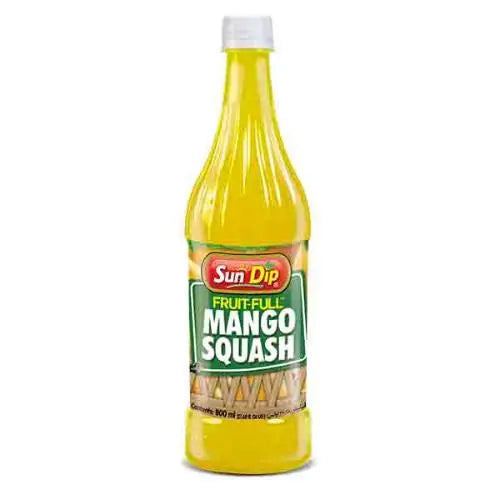 Sun Dip Mango Squash 800ml – All-natural, refreshing mango drink made with ripe mangoes, perfect for mixing with water or soda for a tropical, fruity experience.