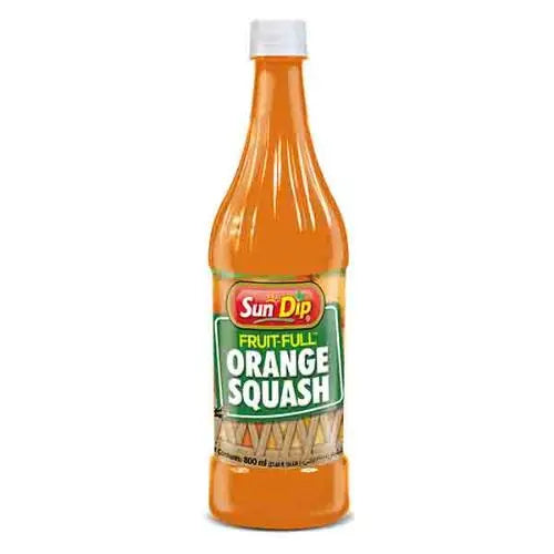 Sun Dip Orange Squash 800ml – Refreshing, all-natural orange drink made with sun-ripened oranges, perfect for mixing with water or soda for a fruity citrus experience.