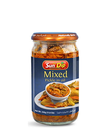 Sun Dip Mixed Pickle in Oil 330g glass jar traditional spicy achar for desi meals
